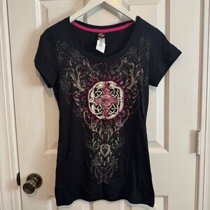 Harley-Davidson Black and Pink Graphic Tee